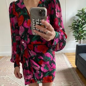 The Kooples Floral Silk Wrap Dress